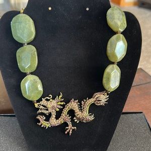 Heidi Daus dragon and jade color beaded necklace